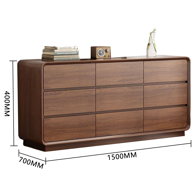 収納キャビネット リビング収納 壁面収納 キャビネット リビング用 家庭用 引き出し 丈夫な脚 R加工 分類収納 巾木 耐久性 厚み 大容量収納 落ち着き シンプル ウォールナット JYCWG-N006