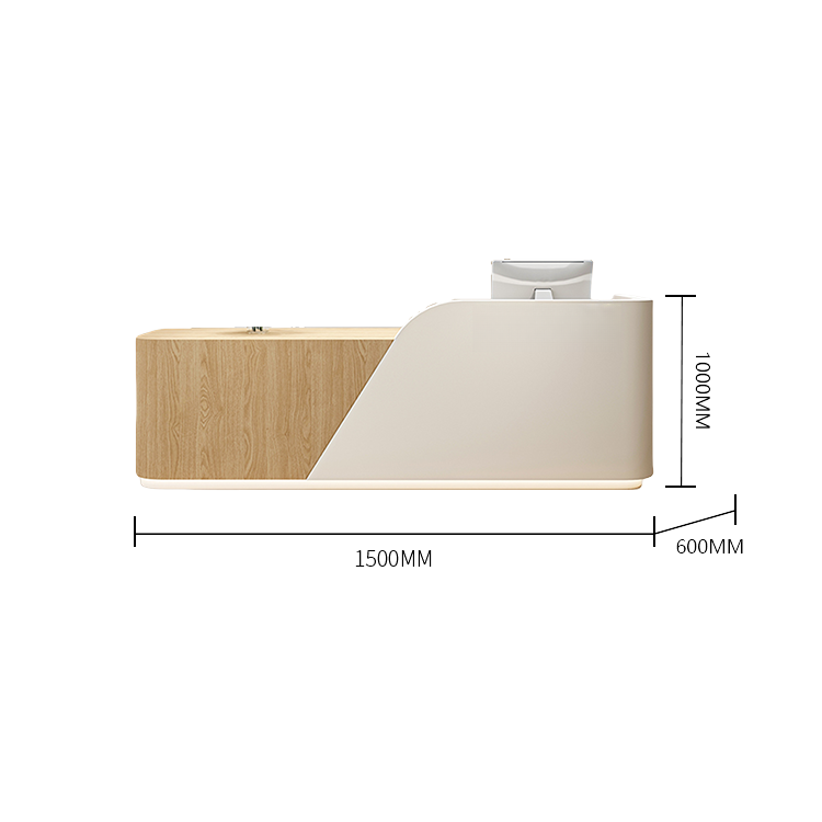 受付カウンター レジカウンター フロント 受付台 店舗用 美容院 大容量収納 ナチュラル カスタマイズ可能 JDQT-BODS-N001
