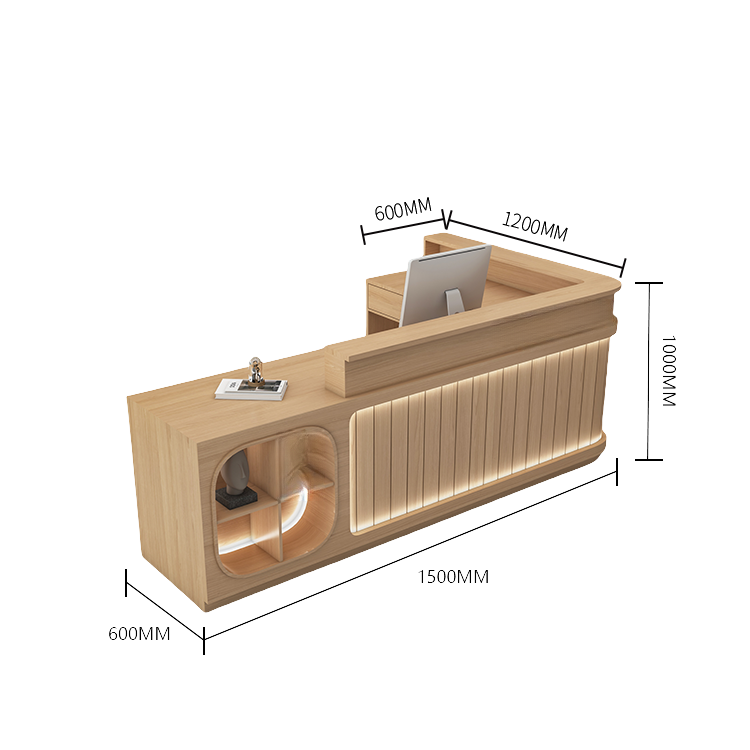 受付カウンター レジカウンター 受付台 大型カウンター サロン 収納 厚手 洗練 ベージュ カスタマイズ可能 JDQT-BODS-N003
