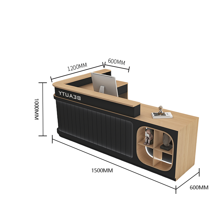 受付カウンター レジカウンター 受付台 大型カウンター サロン 収納 厚手 洗練 ベージュ カスタマイズ可能 JDQT-BODS-N003