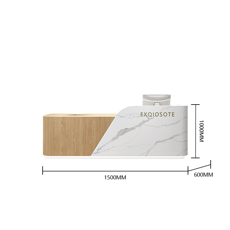 受付カウンター レジカウンター フロント 受付台 店舗用 美容院 大容量収納 ナチュラル カスタマイズ可能 JDQT-BODS-N001