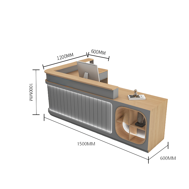 受付カウンター レジカウンター 受付台 大型カウンター サロン 収納 厚手 洗練 ベージュ カスタマイズ可能 JDQT-BODS-N003