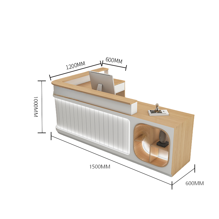 受付カウンター レジカウンター 受付台 大型カウンター サロン 収納 厚手 洗練 ベージュ カスタマイズ可能 JDQT-BODS-N003