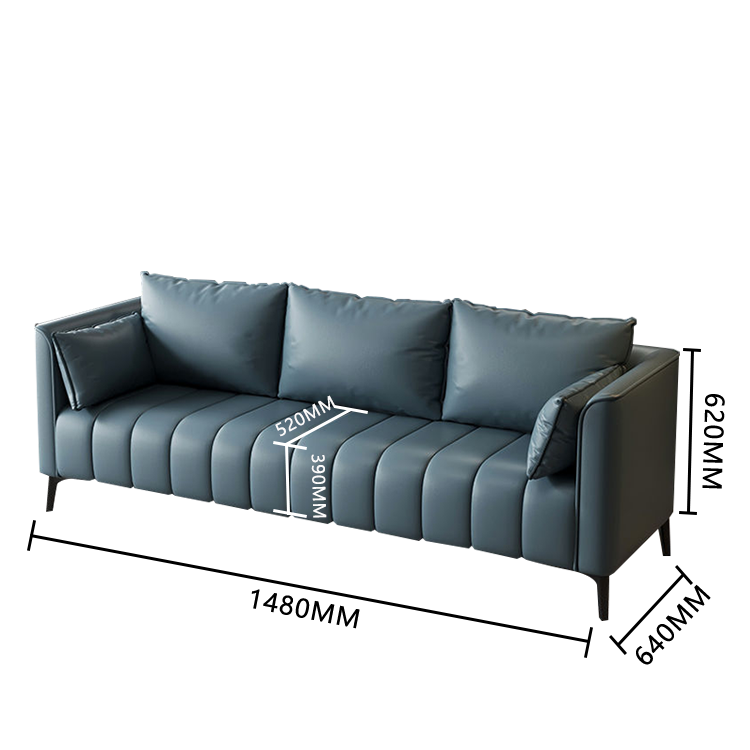 レザーソファー 応接ソファ 応接セット 受付ソファー 3人掛け 無垢材フレーム 柔軟性 シンプル ダークグレー JDSF-N001