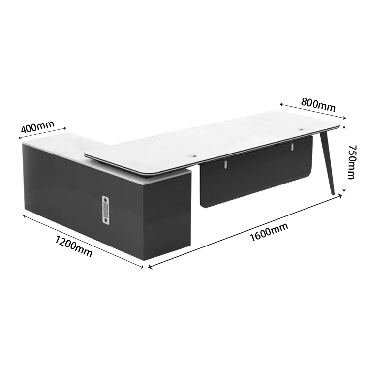 オフィスデスク エグゼクティブデスク 社長机 R加工 サイドキャビネット 幕板 配線穴 大容量 シンプル カスタマイズ可能 LBZ-N013