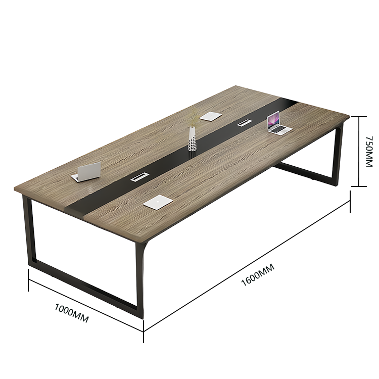 会議テーブル 事務机 ミーティングテーブル 会議室用 配線ボックス スチールフレーム ウォールナット カスタマイズ可能 HYZ-N024
