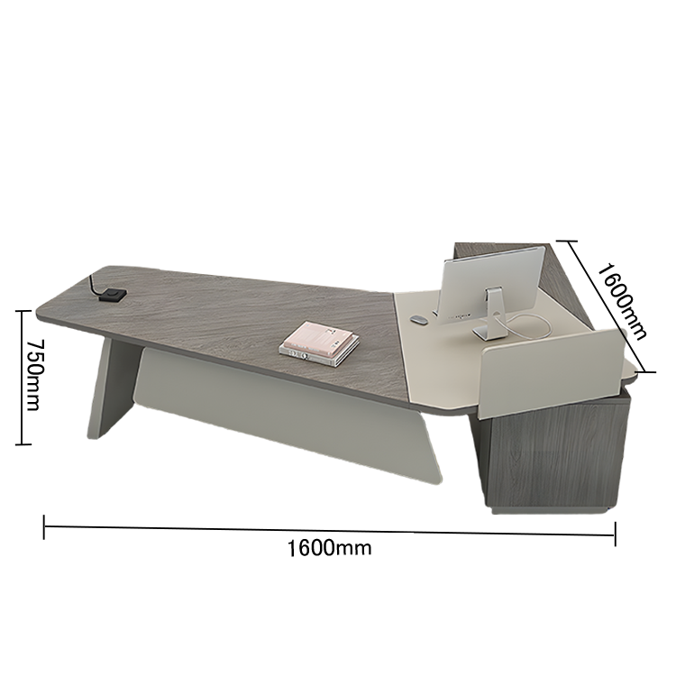 エグゼクティブデスク オフィスデスク PC収納スペース 引き出し 配線ボックス ダイヤル錠 グレー カスタマイズ可能 LBZ-N057