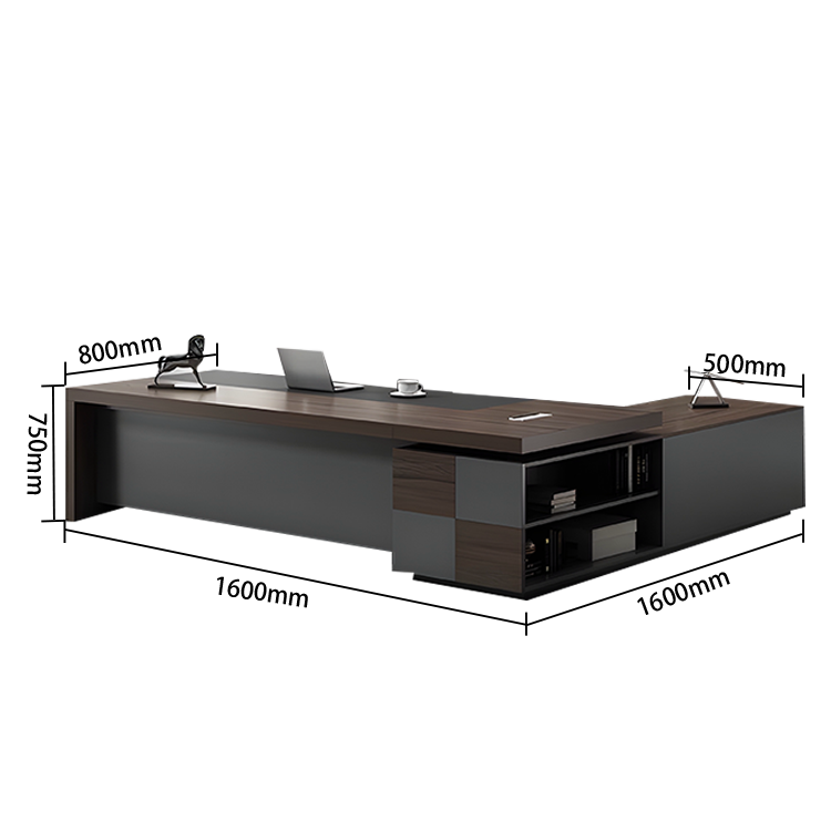 エグゼクティブデスク オフィスデスク 社長机 配線ボックス 大容量収納 ダークオーク ブラックレリーフ カスタマイズ可能 LBZ-N040