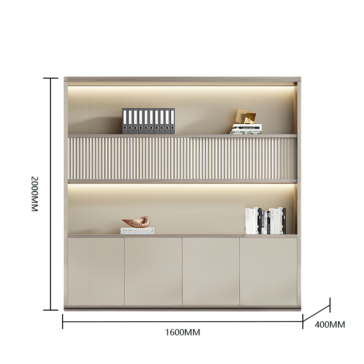 木製キャビネット オフィスキャビネット 多段式 ハンガーポール LEDライト 大容量収納 高級感 カスタマイズ可能 BGCWG-N033