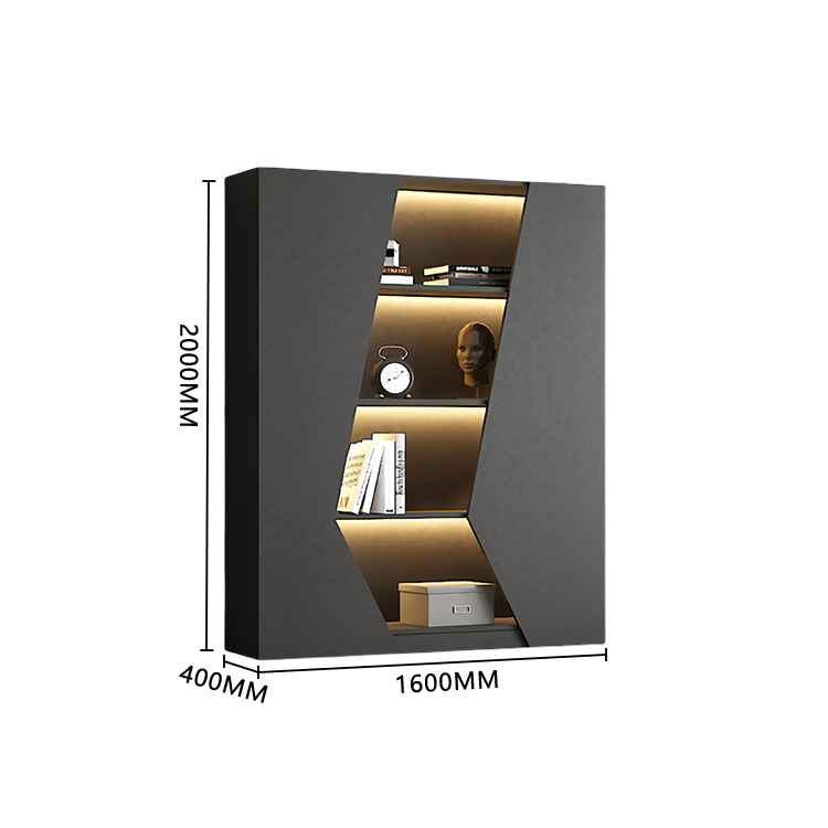 オフィスキャビネット ディスプレイラック 収納棚 分類収納 オープン収納 センサーライト グレー カスタマイズ可能 BGCWG-N049