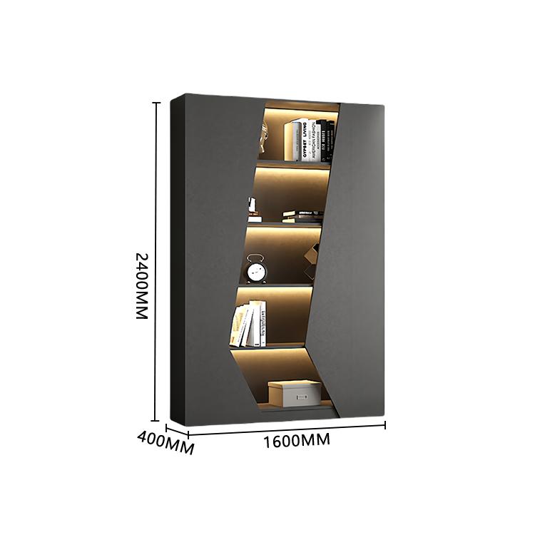 オフィスキャビネット ディスプレイラック 収納棚 分類収納 オープン収納 センサーライト グレー カスタマイズ可能 BGCWG-N049