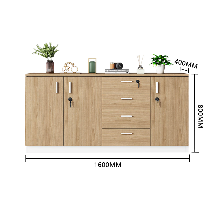 収納キャビネット オフィスキャビネット 鍵付き 引き出し 大容量収納 シンプル ウォールナット カスタマイズ可能 BGCWG-N043