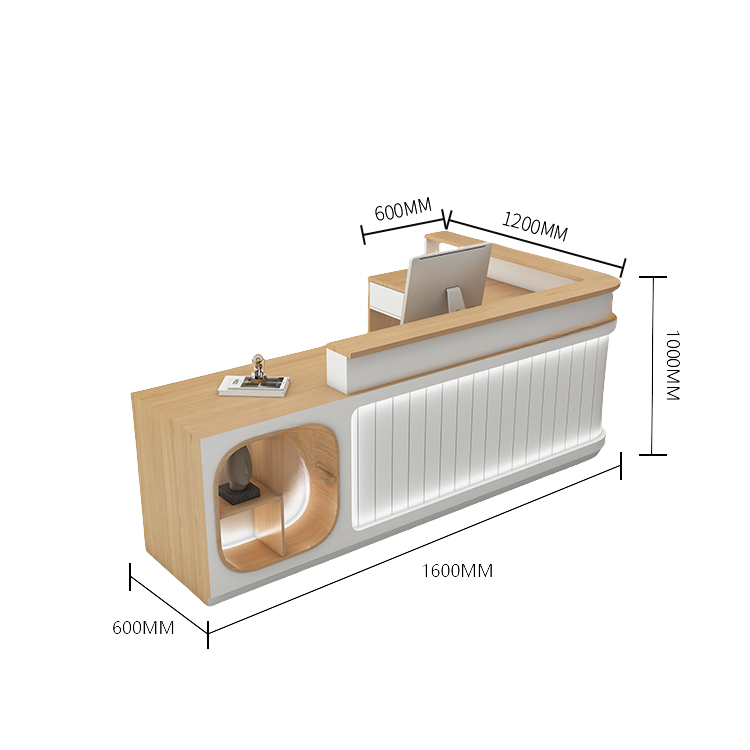 受付カウンター レジカウンター 受付台 大型カウンター サロン 収納 厚手 洗練 ベージュ カスタマイズ可能 JDQT-BODS-N003