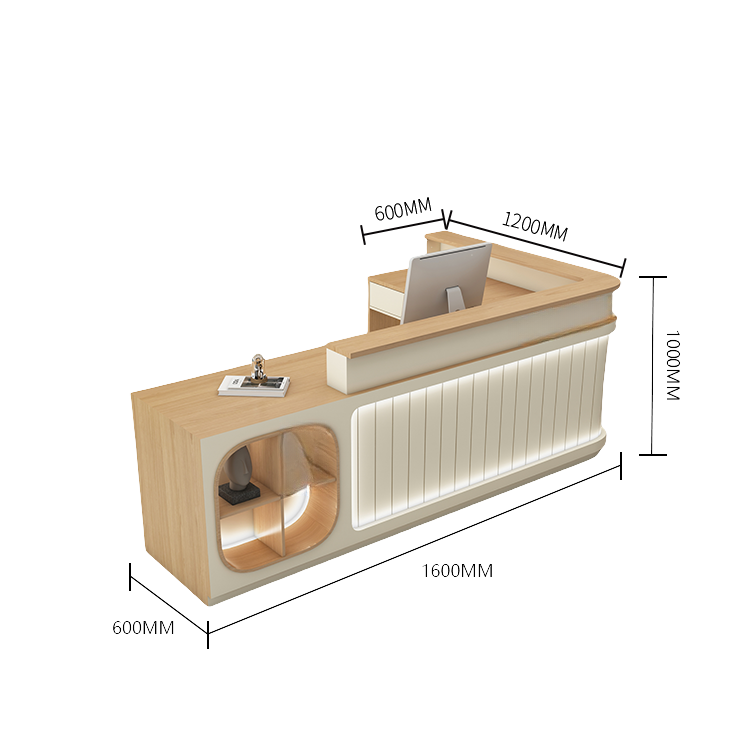 受付カウンター レジカウンター 受付台 大型カウンター サロン 収納 厚手 洗練 ベージュ カスタマイズ可能 JDQT-BODS-N003
