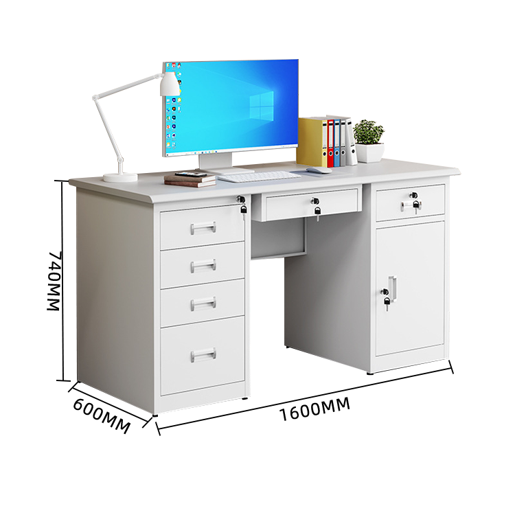 オフィスデスク 事務机 ワークデスク 両袖デスク ステンレス 配線穴 大容量収納 シンプル ホワイト カスタマイズ可能 YGZ-N027