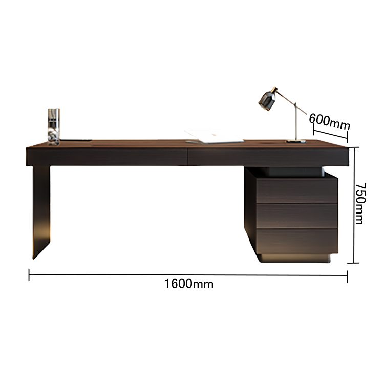 エグゼクティブデスク オフィスデスク 社長机 片袖机 木目調 引き出し収納 シンプル 洗練 ダークオーク カスタマイズ可能 LBZ-N059