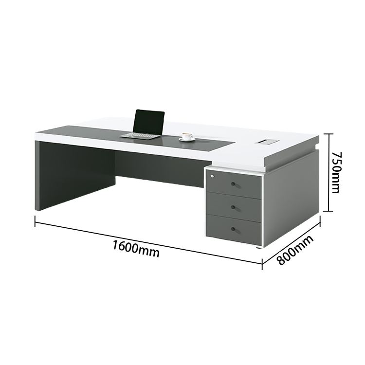 エグゼクティブデスク オフィスデスク デスク PC収納スペース 鍵付き引き出し 配線ボックス ホワイト カスタマイズ可能 LBZ-N036