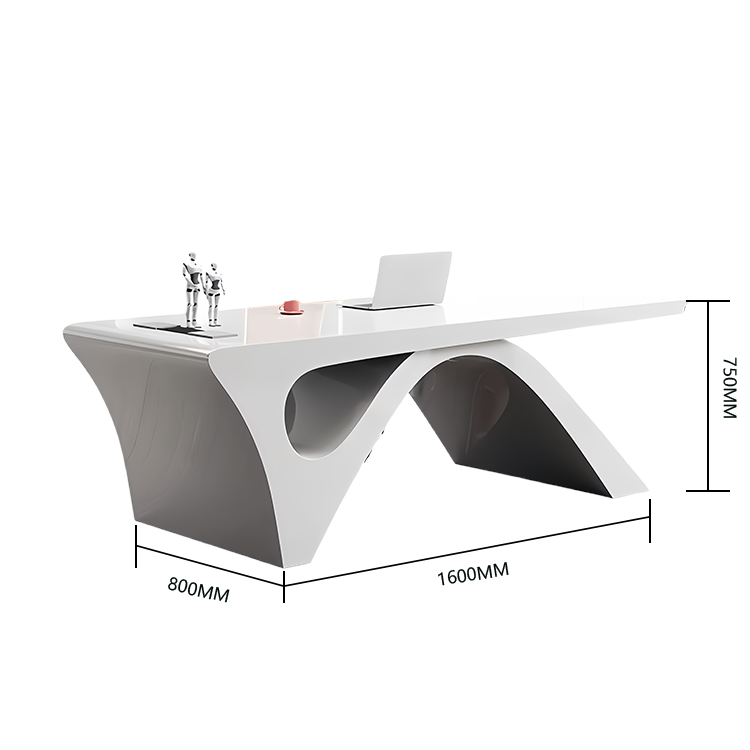 エグゼクティブデスク ワークデスク オフィスデスク 社長室 仕事用 焼付塗装 鏡面仕上げ ホワイト カスタマイズ可能 LBZ-N060