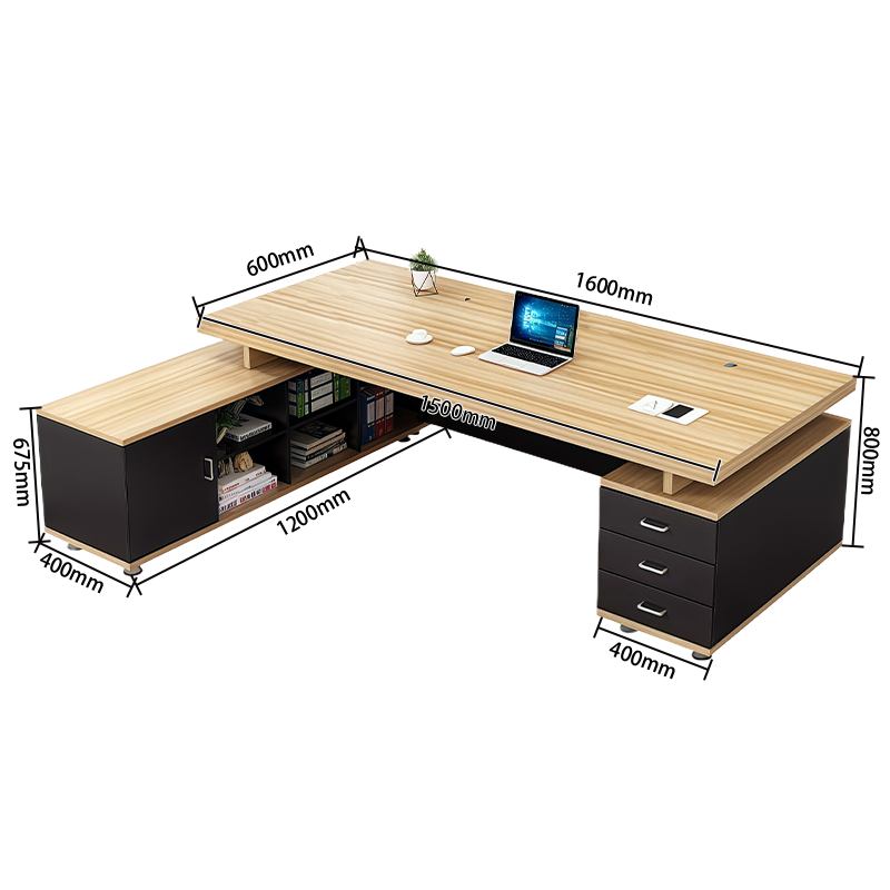 オフィスデスク エグゼクティブデスク 社長机 ワークデスク 事務用 配線穴 大容量収納 木目調 幕板付き カスタマイズ可能 LBZ-N007