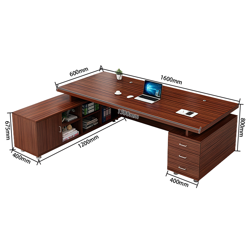 オフィスデスク エグゼクティブデスク 社長机 ワークデスク 事務用 配線穴 大容量収納 木目調 幕板付き カスタマイズ可能 LBZ-N007