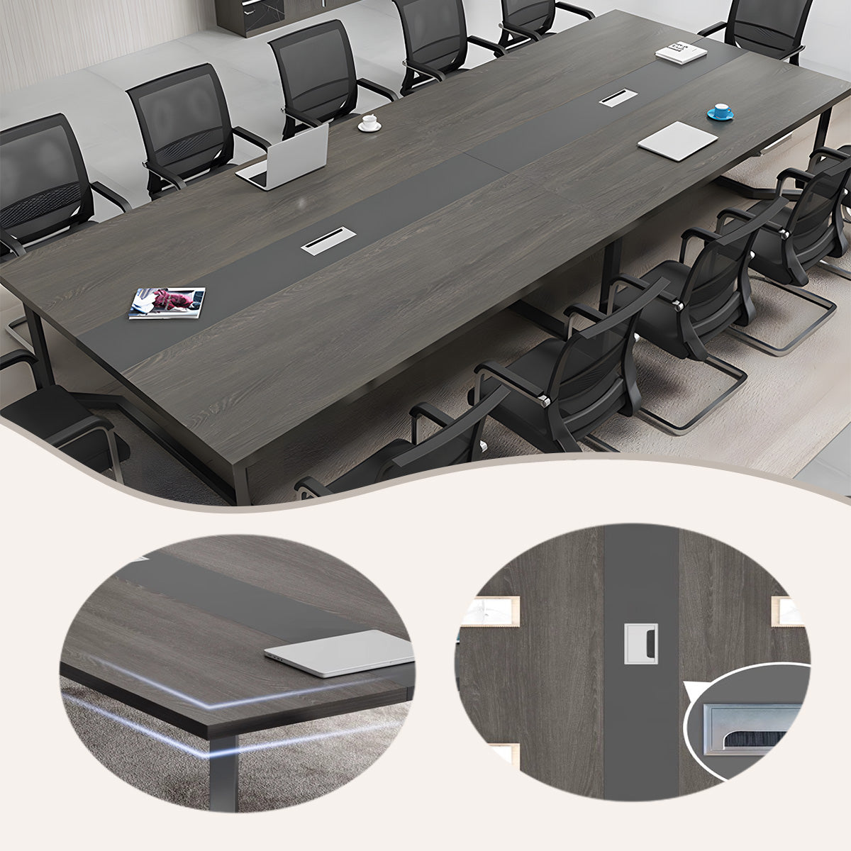 会議テーブル ミーティングテーブル テーブル 会議室用 相談用 R加工 配線ボックス シンプル カスタマイズ可能 HYZ-N016