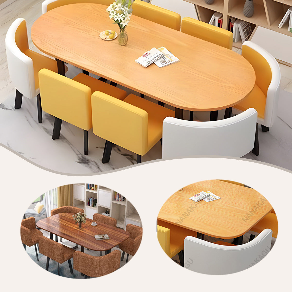 応接セット ダイニングテーブル リビングテーブル 商談用 休憩室 スチールフレーム モダン ナチュラル カスタマイズ可能 JDZH-N017