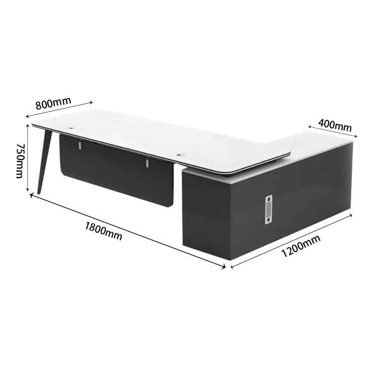 オフィスデスク エグゼクティブデスク 社長机 R加工 サイドキャビネット 幕板 配線穴 大容量 シンプル カスタマイズ可能 LBZ-N013