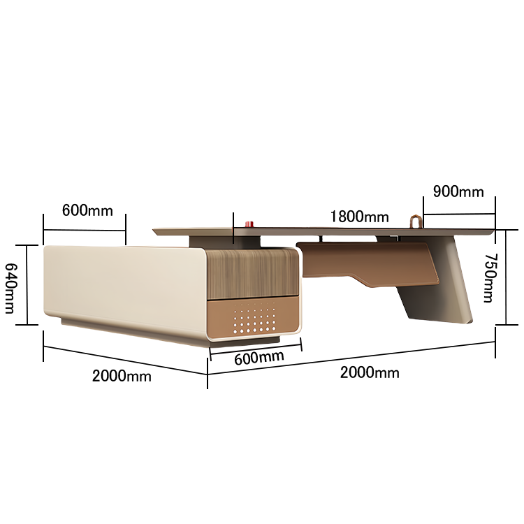 エグゼクティブデスク ワークデスク オフィスデスク L型デスク 引き出し収納 焼付塗装 ウォールナット カスタマイズ可能 LBZ-N068