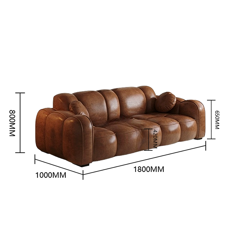レザーソファ 高級ソファ ローソファー リビング 2人掛け 3人掛け 人間工学 弾力性 柔らか ブラウン カスタマイズ可能 JYSF-N011