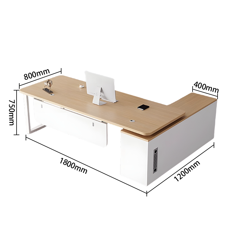 エグゼクティブデスク ワークデスク オフィスデスク アジャスター 配線穴 幕板 R加工 グレーオーク カスタマイズ可能 LBZ-N041