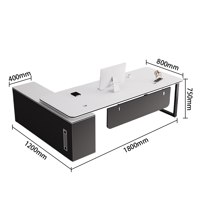 エグゼクティブデスク ワークデスク オフィスデスク アジャスター 配線穴 幕板 R加工 グレーオーク カスタマイズ可能 LBZ-N041