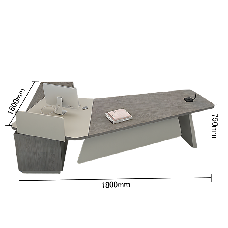 エグゼクティブデスク オフィスデスク PC収納スペース 引き出し 配線ボックス ダイヤル錠 グレー カスタマイズ可能 LBZ-N057