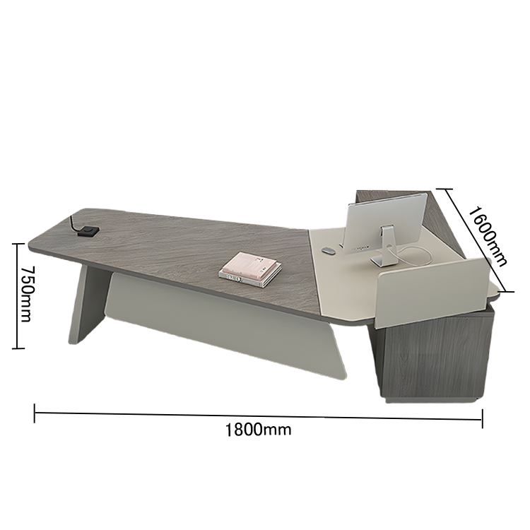 エグゼクティブデスク オフィスデスク PC収納スペース 引き出し 配線ボックス ダイヤル錠 グレー カスタマイズ可能 LBZ-N057
