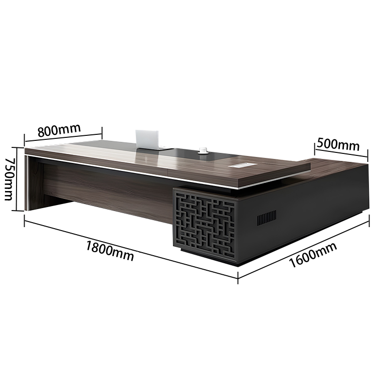 エグゼクティブデスク オフィスデスク 社長机 木製デスク バイカラーデスク 木目調 鍵付き 配線ボックス カスタマイズ可能 LBZ-N029