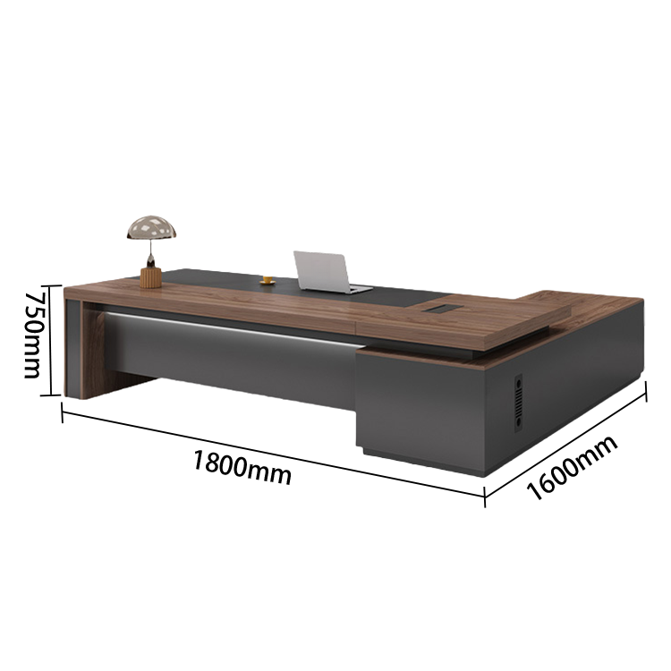 エグゼクティブデスク オフィスデスク バイカラーデスク L型デスク 事務用 配線ボックス PC収納 幕板 ウォールナット LBZ-N025