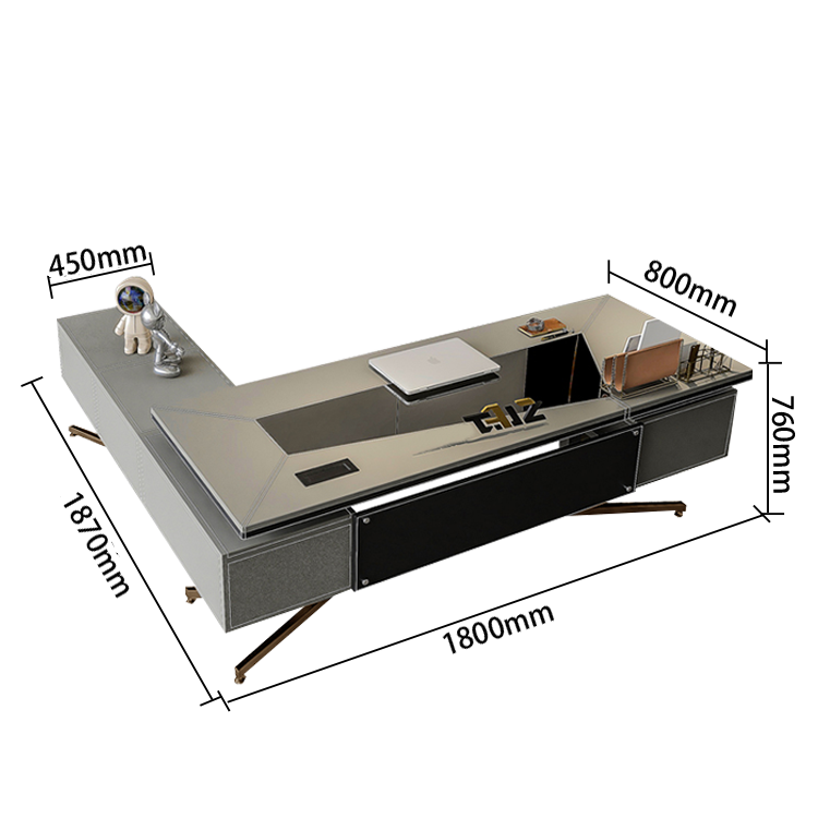 ワークデスク オフィスデスク 社長机 昇降可能デスク 電動昇降デスク 引き出し 大容量収納 オレンジ カスタマイズ可能 LBZ-N023