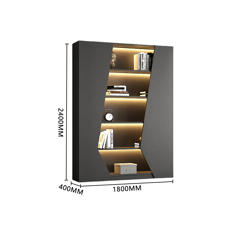 オフィスキャビネット ディスプレイラック 収納棚 分類収納 オープン収納 センサーライト グレー カスタマイズ可能 BGCWG-N049