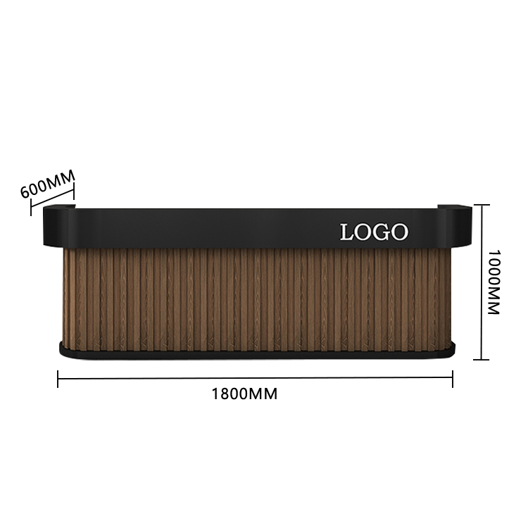 受付カウンター レジカウンター フロント エントランス受付 オフィスカウンター 美容室 ホテル 店舗用 引き出し 扉付き収納 オープン収納 台輪デザイン 厚重感 耐久性 高級感 上質 洗練 贅沢 ウォールナット グレー カスタマイズ可能 JDQT-N038