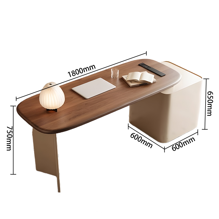 エグゼクティブデスク ワークデスク オフィスデスク 引き出し USBボード R加工 無垢材 伸縮可能 ウォールナット LBZ-N031