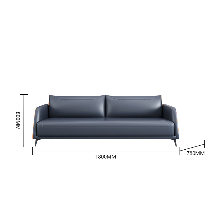 応接ソファ 受付ソファ 2人掛け パイン材フレーム レザーソファ 人間工学 通気性 ダークブルー カスタマイズ可能 JDSF-N031