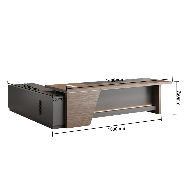 ワークデスク エグゼクティブデスク 社長机 事務用 ダイヤル錠 配線ボックス PC収納 ウォールナット カスタマイズ可能 LBZ-N018