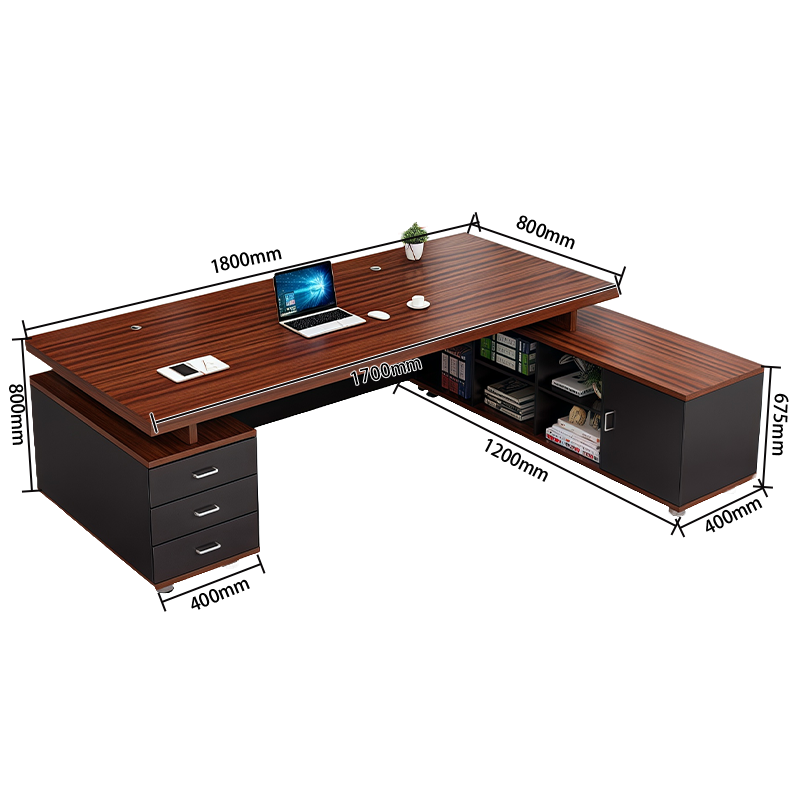 オフィスデスク エグゼクティブデスク 社長机 ワークデスク 事務用 配線穴 大容量収納 木目調 幕板付き カスタマイズ可能 LBZ-N007