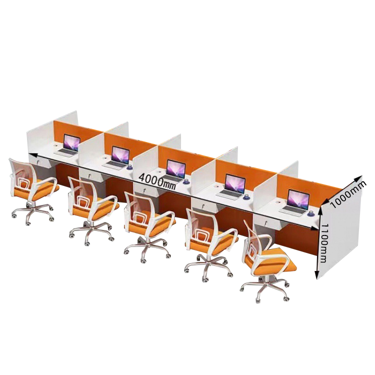 オフィスデスク 事務机 ワークデスク 役員用 仕切りパネル 配線穴 厚手 シンプル モダン オレンジ カスタマイズ可能 YGZ-N022