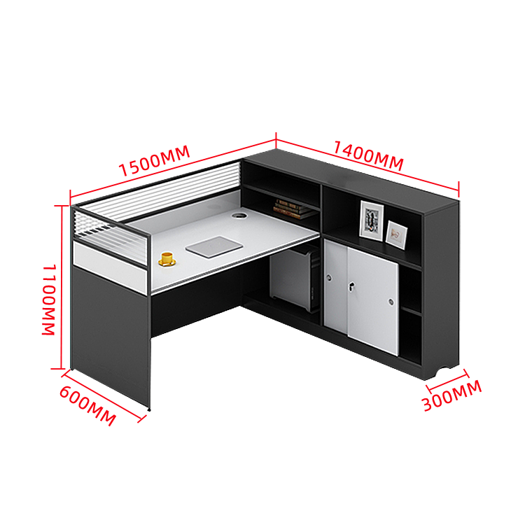 オフィスデスク 事務机 ワークデスク 収納棚 配線穴 大容量収納 厚手 高品質 シンプル 快適 グレー カスタマイズ可能 YGZ-N014
