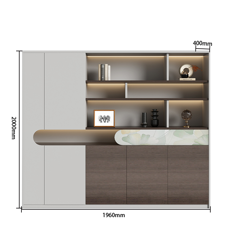 収納キャビネット オフィスキャビネット 社長室 引き戸付き 大容量収納 高級感 上質 洗練 ブラウン カスタマイズ可能 BGCWG-N038