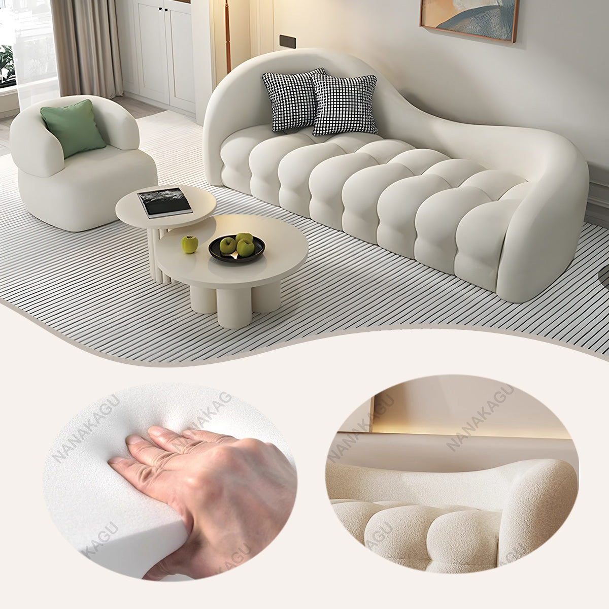 ロータイプ ソファー リビングソファー 応接セット 1人掛け 3人掛け 美容院 かわいい ベージュ カスタマイズ可能 JDSF-N019