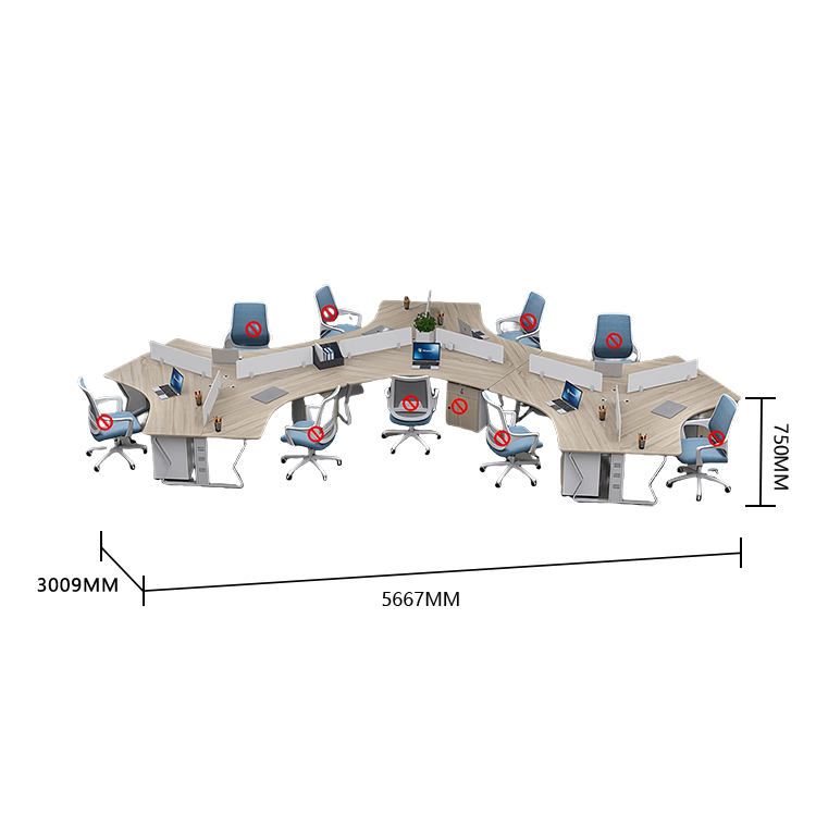 オフィスデスク ワークデスク 社員用デスク スチールフレーム 配線穴 焼付塗装 仕切りパネル シンプル カスタマイズ可能 YGZ-N059