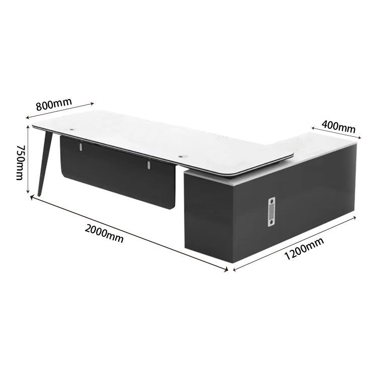 オフィスデスク エグゼクティブデスク 社長机 R加工 サイドキャビネット 幕板 配線穴 大容量 シンプル カスタマイズ可能 LBZ-N013