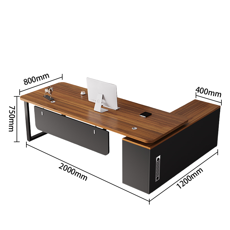 エグゼクティブデスク ワークデスク オフィスデスク アジャスター 配線穴 幕板 R加工 グレーオーク カスタマイズ可能 LBZ-N041