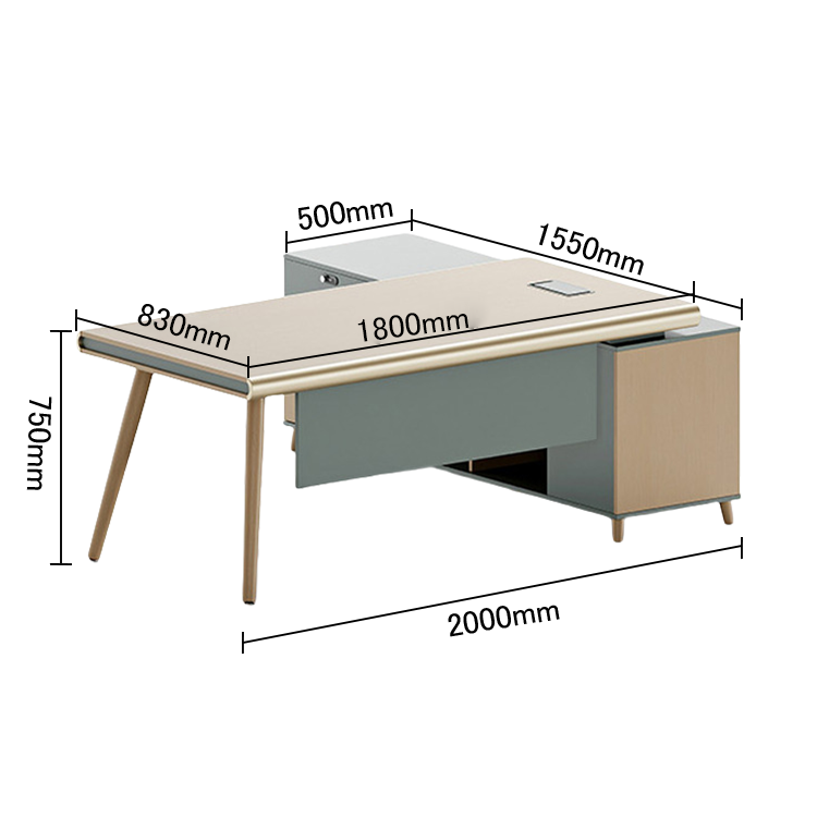 エグゼクティブデスク ワークデスク オフィスデスク ダイヤル錠 引き出し 配線ボックス 幕板 シンプル カスタマイズ可能 LBZ-N055